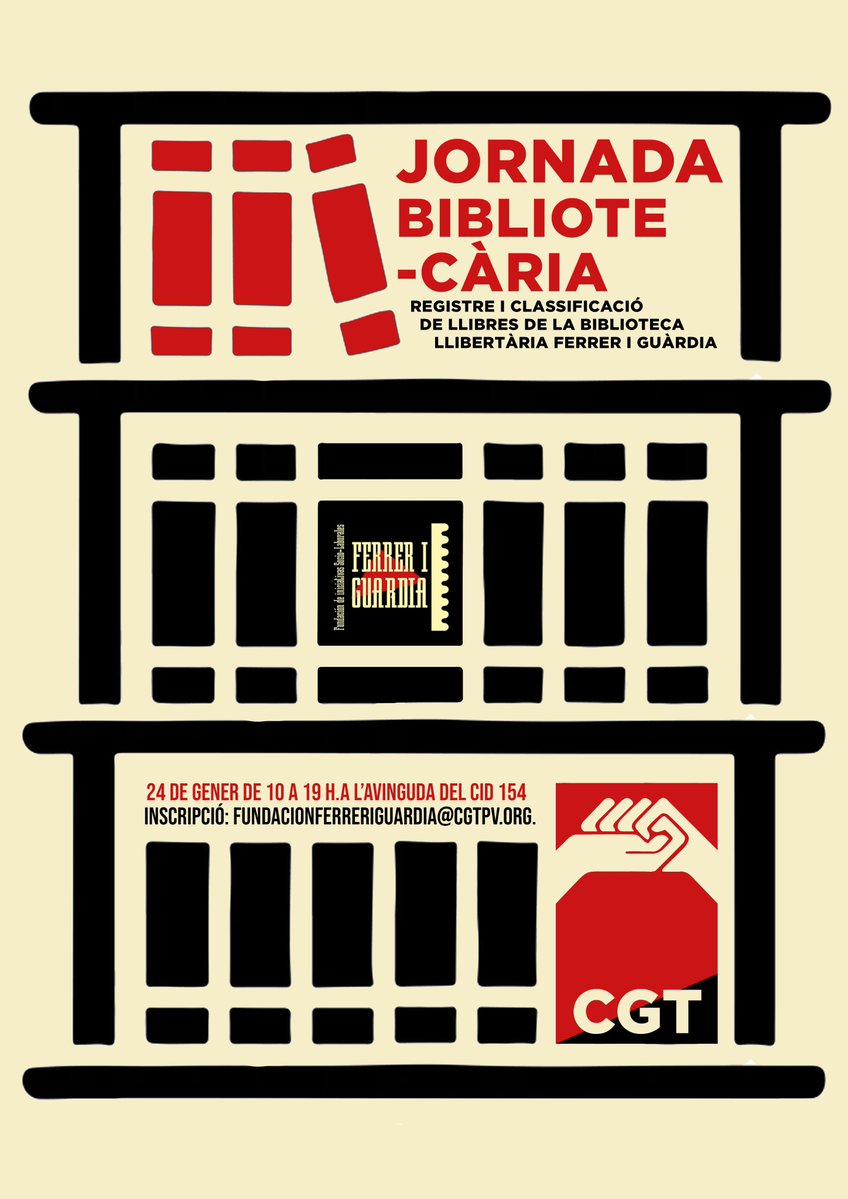CGTPViM's tweet image. 24 de enero. III Jornada Bibliotecaria en la Biblioteca Libertaria Ferrer i Guardia

cgtpv.org/24-de-enero-ii…
