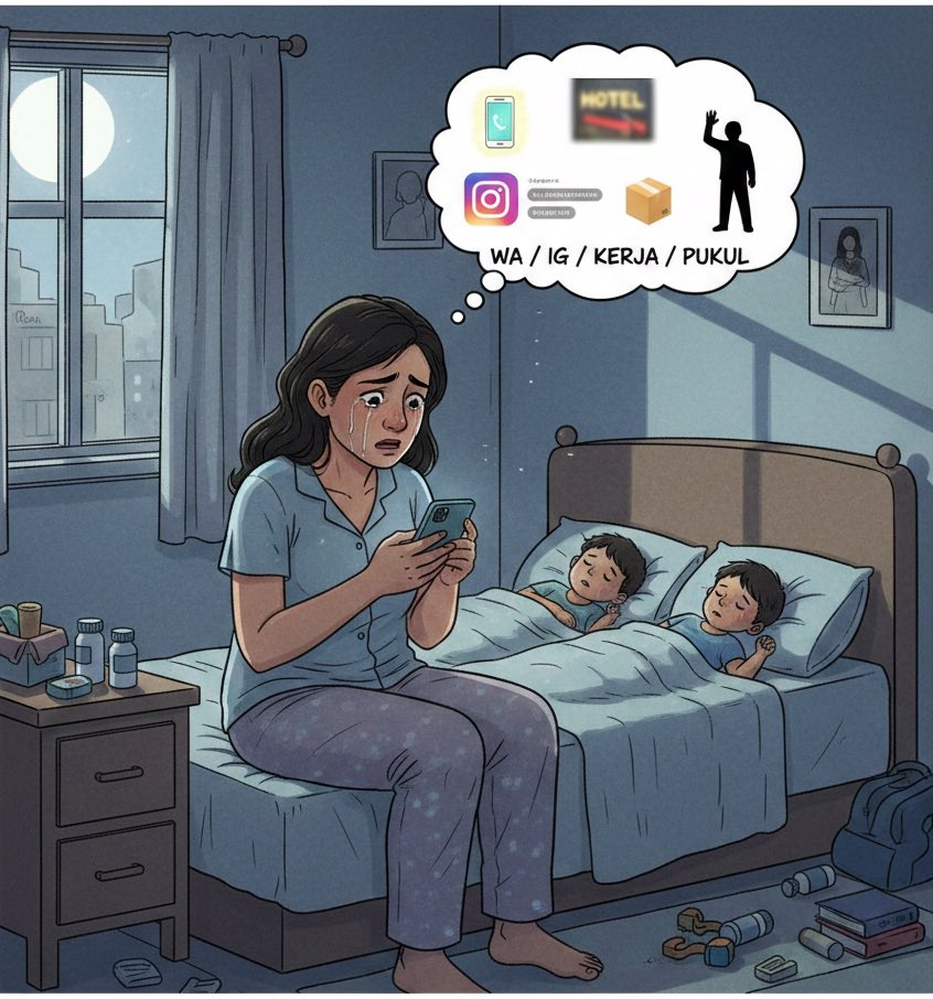 merapi_uncover's tweet image. Halo min, bolehkah sedikit mengungkapkan kekecewaanku disini min? 

Aku ibu dari 2 anak laki2 min masih kecil - kecil semua, dan aku di talak suamiku lewat WA min. 

Dia bekerja di salah satu penginapan di daerah B min. Singkat cerita pada malam hari aku iseng buka chatnya, ada…