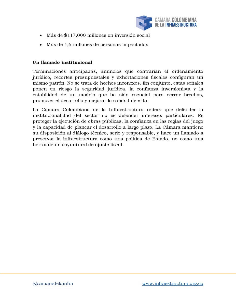 Frente a las declaraciones realizadas ayer por el presidente de la República, Gustavo Petro, en el sentido de que el déficit fiscal podría compensarse con recortes a la inversión en concesiones viales ya contratadas y con la devolución de recursos administrados en fiducias, la