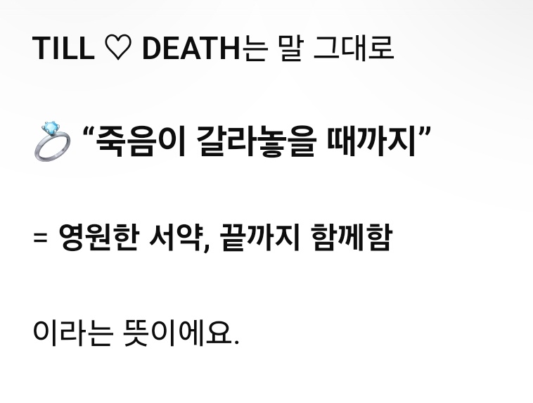 그래서 한줄로 정리하면

TILL ♡ DEATH = 죽음이 올 때까지 사랑한다는 맹세
(비틀쥬스에선 그조차 끝이 아니라는 게 포인트🫠)