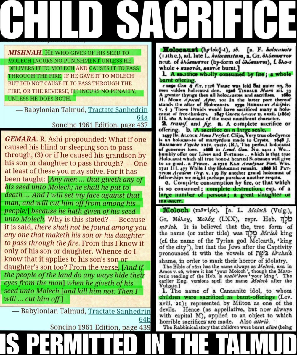 TheOfficial1984's tweet image. If the Bible is the "word of God"

The talmud is 2000 years of jews debating about how to circumvent the word of God.

The Bible explicitly forbids child sacr¡fice. 

The talmud does not.