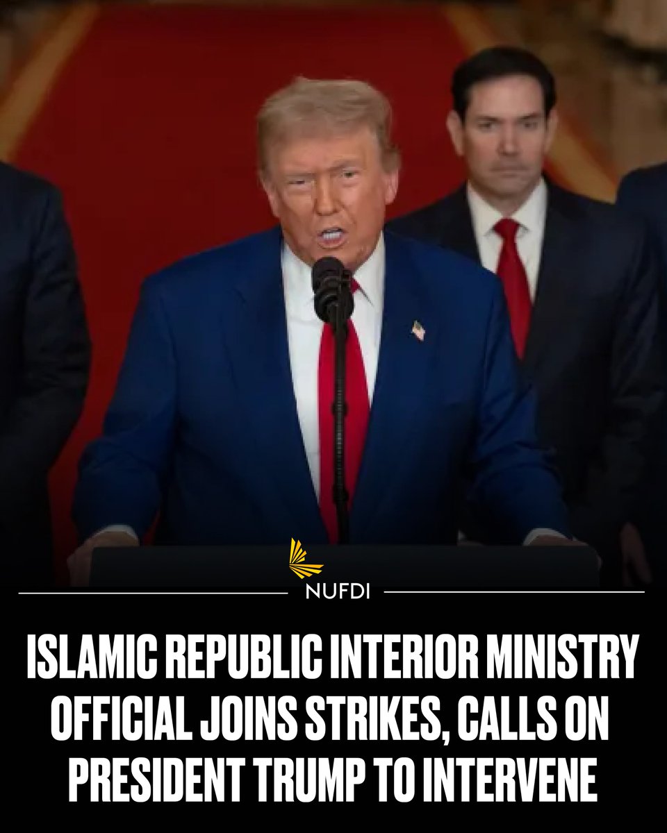 NUFDIran's tweet image. An Interior Ministry official has joined Crown Prince @PahlaviReza's calls for strikes, refusing to return to office.

He tells @IranIntl: “We are certain that Trump will act, but the people are waiting. Tell Trump that regime agents have targeted people with G3 rifles.”