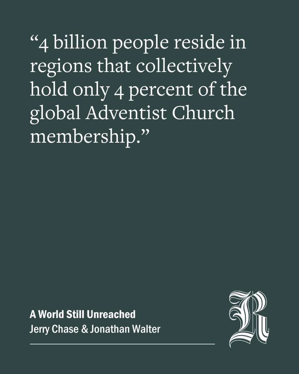 AdventistReview's tweet image. The mission field is vast—and uneven. 4 billion people live in regions where only 4% of Adventists reside. What responsibility comes with having easy access to the gospel?

adventistreview.org/church-life/ou…

 #GlobalMission #IWillGo