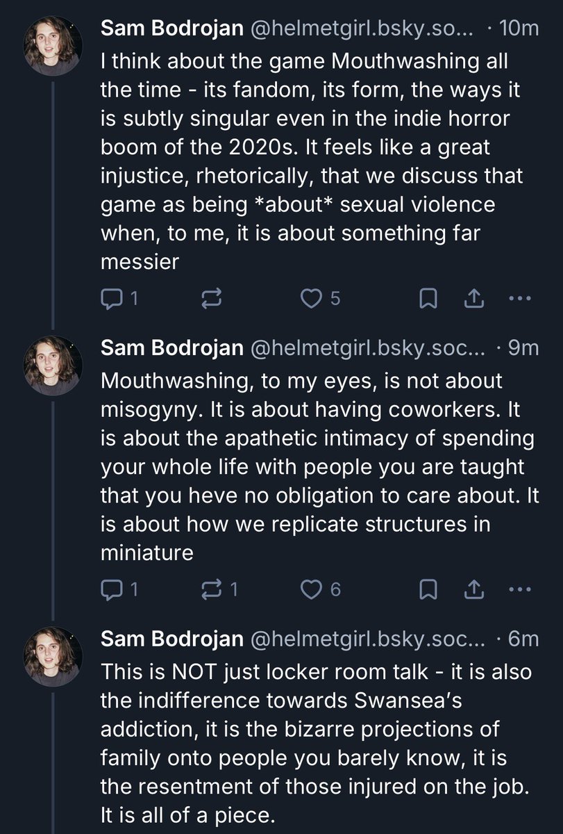 sbodrojan's tweet image. some thoughts on MOUTHWASHING, a viral indie horror game with a mainly adolescent fanbase that has stuck w me unexpectedly for the past few years