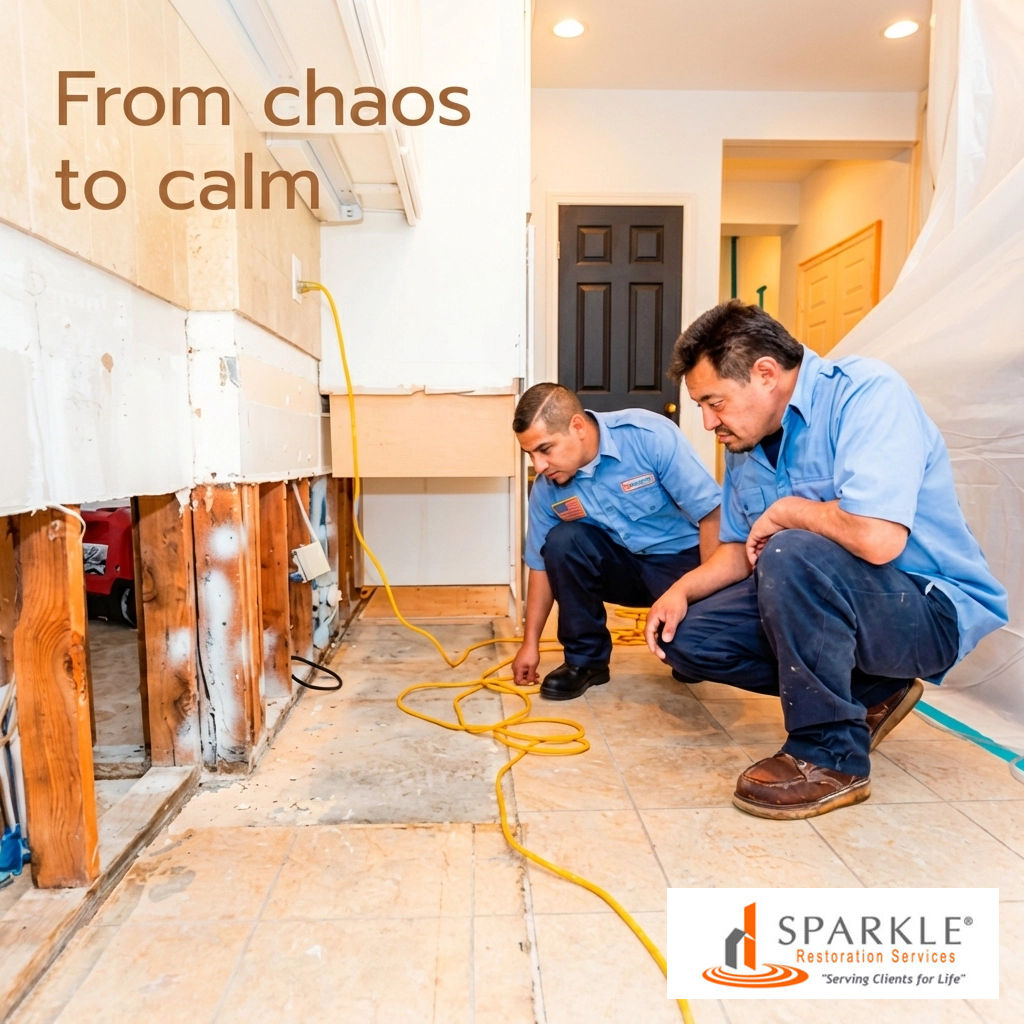 🚨 Major damage? We turned chaos into calm: fast response, full guidance, no stress. Let Sparkle handle the mess so you feel at home again! After disaster strikes, what matters most to you? #SparkleRestorationServices