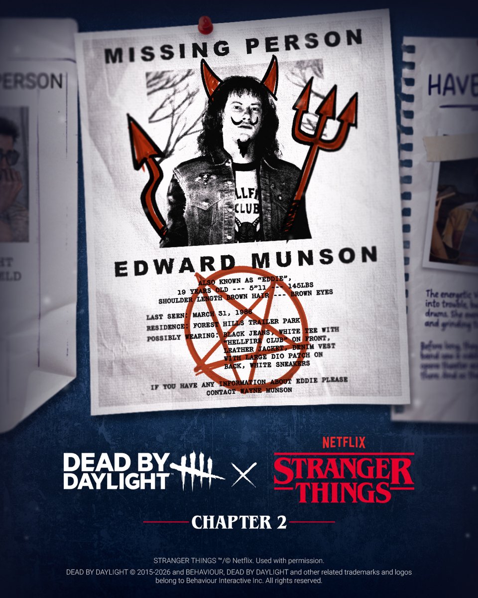 DeadbyDaylight's tweet image. See you in Hell.

Dead by Daylight: Stranger Things Chapter 2 is one week away.