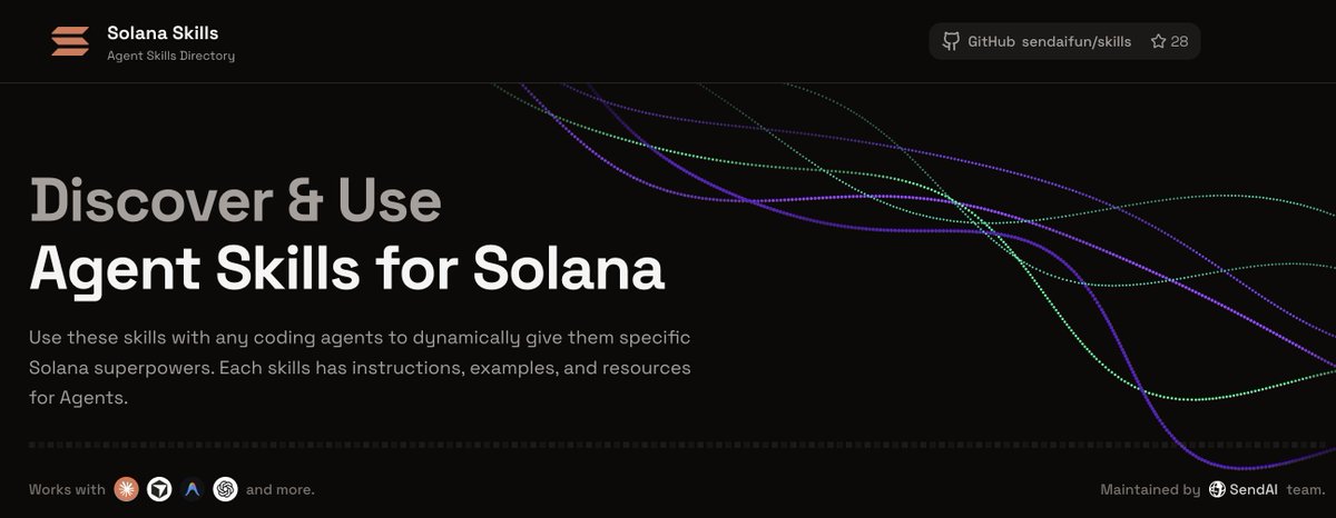 Claude skills are a new language for LLMs.

We’re building a single place to help anyone code <a href="/solana/">Solana</a> apps faster.

We’ve got protocols in “Solana Skills” like:
• Jupiter
• Drift
• dFlow
• Helius
• MagicBlock
and more.

DM to get your protocol in before launch 👀