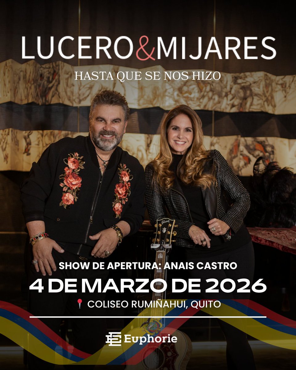 🎤 Lucero y Mijares – Hasta que se nos hizo Quito 💖
📅 Miércoles, 4 de marzo de 2026
⏰ 20:00
📍 Coliseo General Rumiñahui