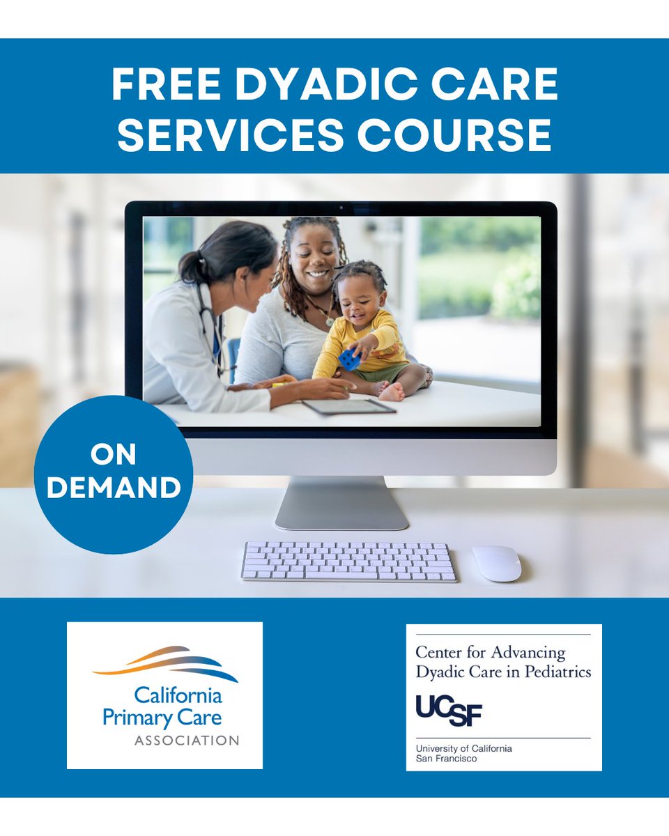 CPCA's tweet image. Launching statewide dyadic care support! 🎉
Our free, on-demand Dyadic Care Services Course—with UCSF CADC Pediatrics &amp;amp; DHCS—includes webinars, billing tips &amp;amp; real-world scenarios. Don’t miss it!
💻🔗ow.ly/H1Wl50Y0ccL