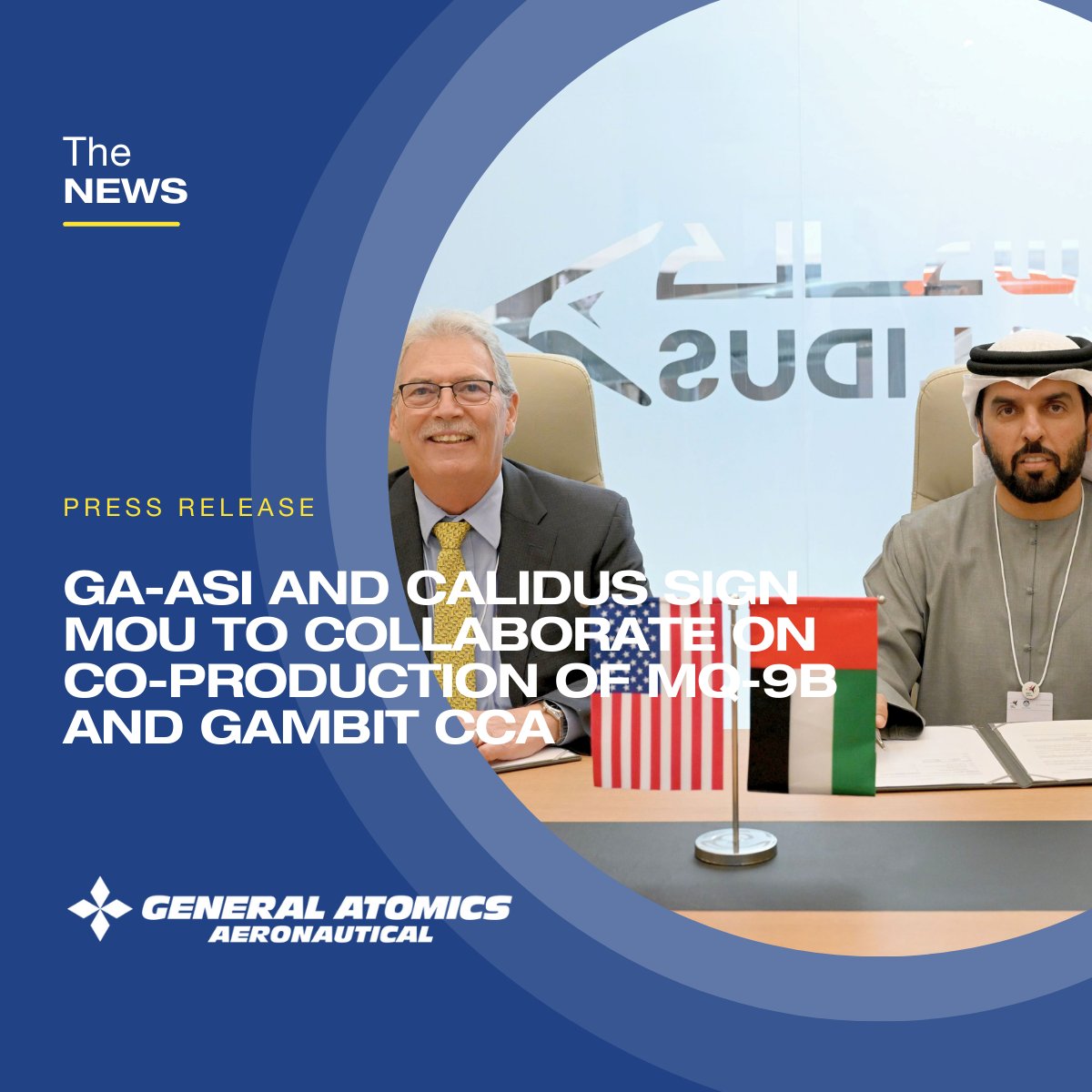 GenAtomics_ASI's tweet photo. The agreement between GA-ASI and @Calidus_ae will support the increasing demand for MQ-9B #RPAS and Gambit #UCAV in the region and the world.
Read the news:
#MQ9B #GambitUAS https://t.co/rJxknrVMSa