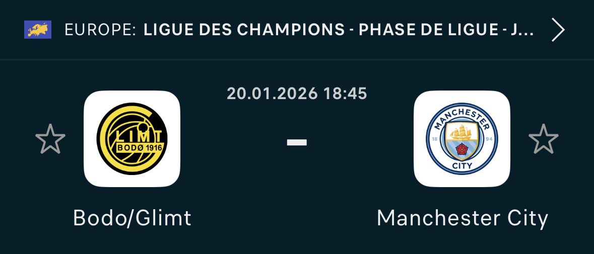 👉🏼 Si Manchester City ne gagne pas ce match face à Bodo Glimt j’offre 100€ à quelqu’un au hasard !

❤️ &amp; RT 🔄 pour participer