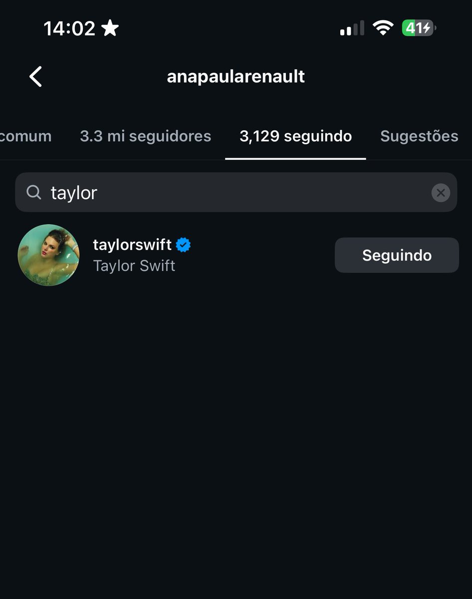 A ANA PAULA SEGUE A TAYLOR NO INSTA TO COM ELA ATÉ O FIM