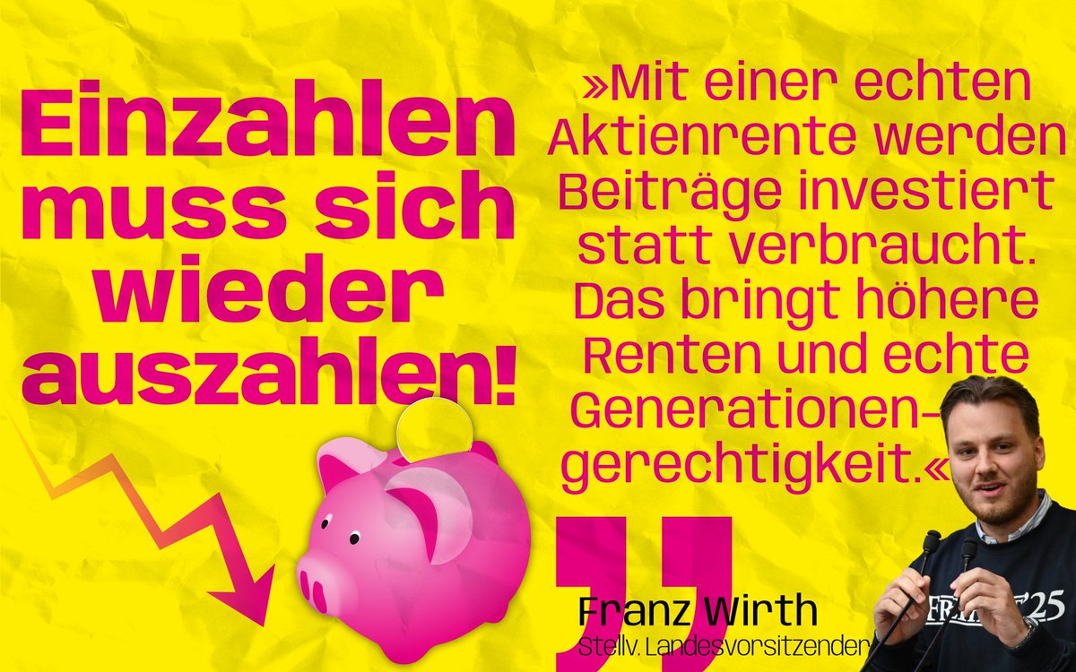 juliasachsen's tweet photo. Junge Menschen zahlen Milliarden in ein System, das ihnen später kaum  Sicherheit bietet. Die Lösung: investieren statt verteilen!
Eine #Aktienrente stärkt die Vorsorge, entlastet Generationen und sorgt für echte #Generationengerechtigkeit.
#Rentenreform https://t.co/U9gokVEROe
