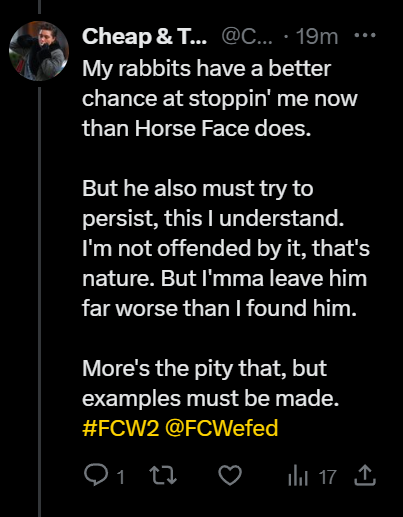 Cases4Baskets's tweet photo. //The twits have gone all fucky with my hype thread, it's getting liks and some people can see it, but others can't. So at the risk of getting it taken down again. Here are screen shots.
@FCWefed #FCW2 https://t.co/bygMisgmUN