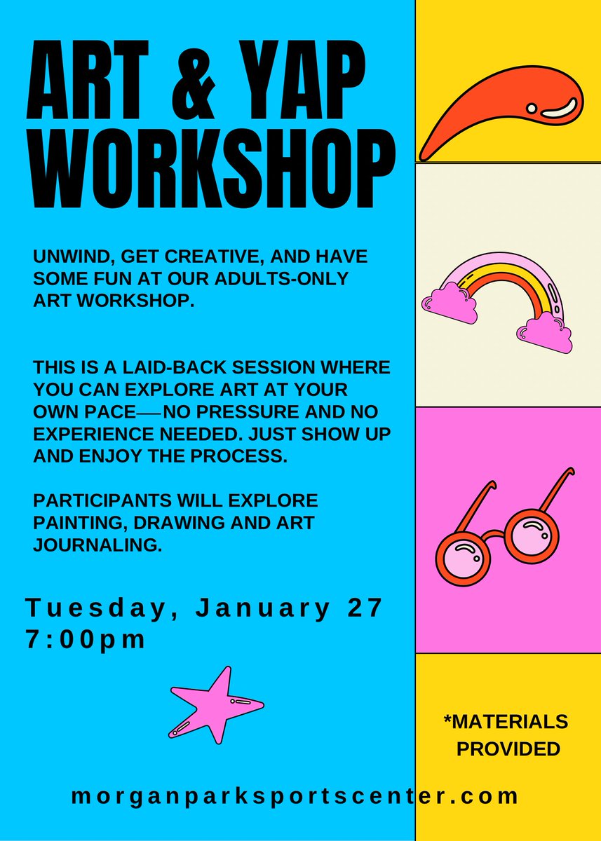 Join us for our Adult Craft &amp; Yap for a fun, no-pressure evening!  🎨 

A variety of craft and art materials will be provided for adults to utilize new techniques or enhance their skills! 

Come solo or with a group for this a social art session!

🔗: bit.ly/3LAboUd