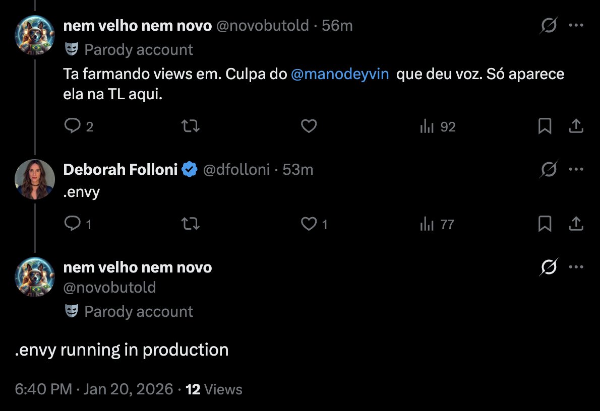 Eu acho que ele não entendeu que eu chamei ele de invejoso 😭 

Em tempo:  Sim, eu farmo views! chama-se marketing. São táticas para chamar a atenção, que funcionam sempre, incluindo com vc - meu caro hater.

A galera fala de 'farmar views' como se fosse algo ruim. Só esquecem