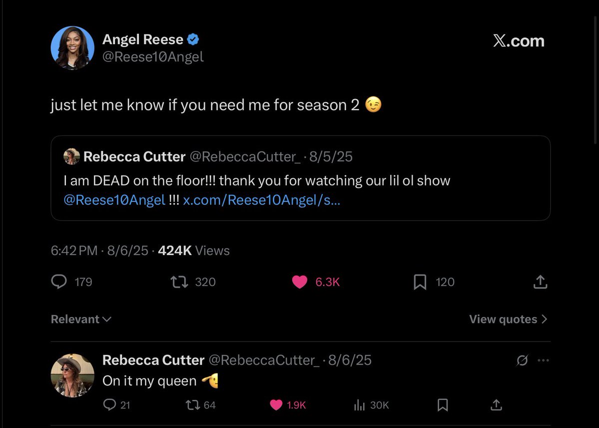 DevDock's tweet image. Rebecca Cutter let Angel Reese know that they needed her for season 2 👀