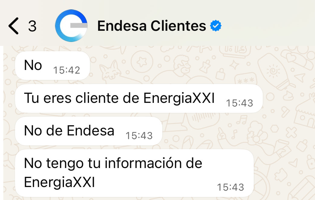 rakel_nm's tweet photo. Qué recuerdos, cuando un “simpático” empleado de @EndesaClientes me dijo con estas formas que yo era de EnergiaXXI, no de @Endesa . Acto seguido cerró la conversación.
Si nada tenían que ver ¿por qué mis datos han sido robados?
Fue de vergüenza entonces, y es de vergüenza ahora. https://t.co/dvsI2WWZDd