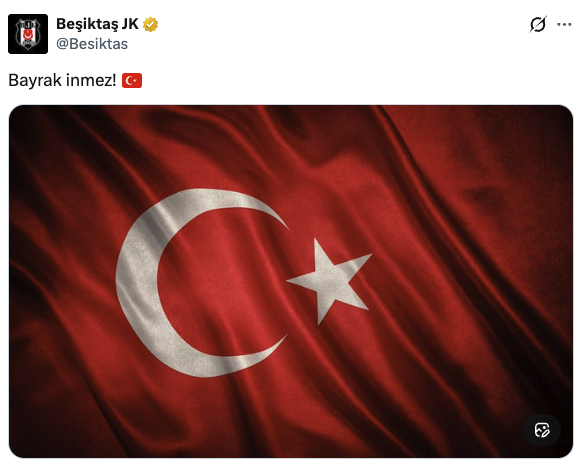 Beşiktaş'ın paylaşımı: "Bayrak inmez!"