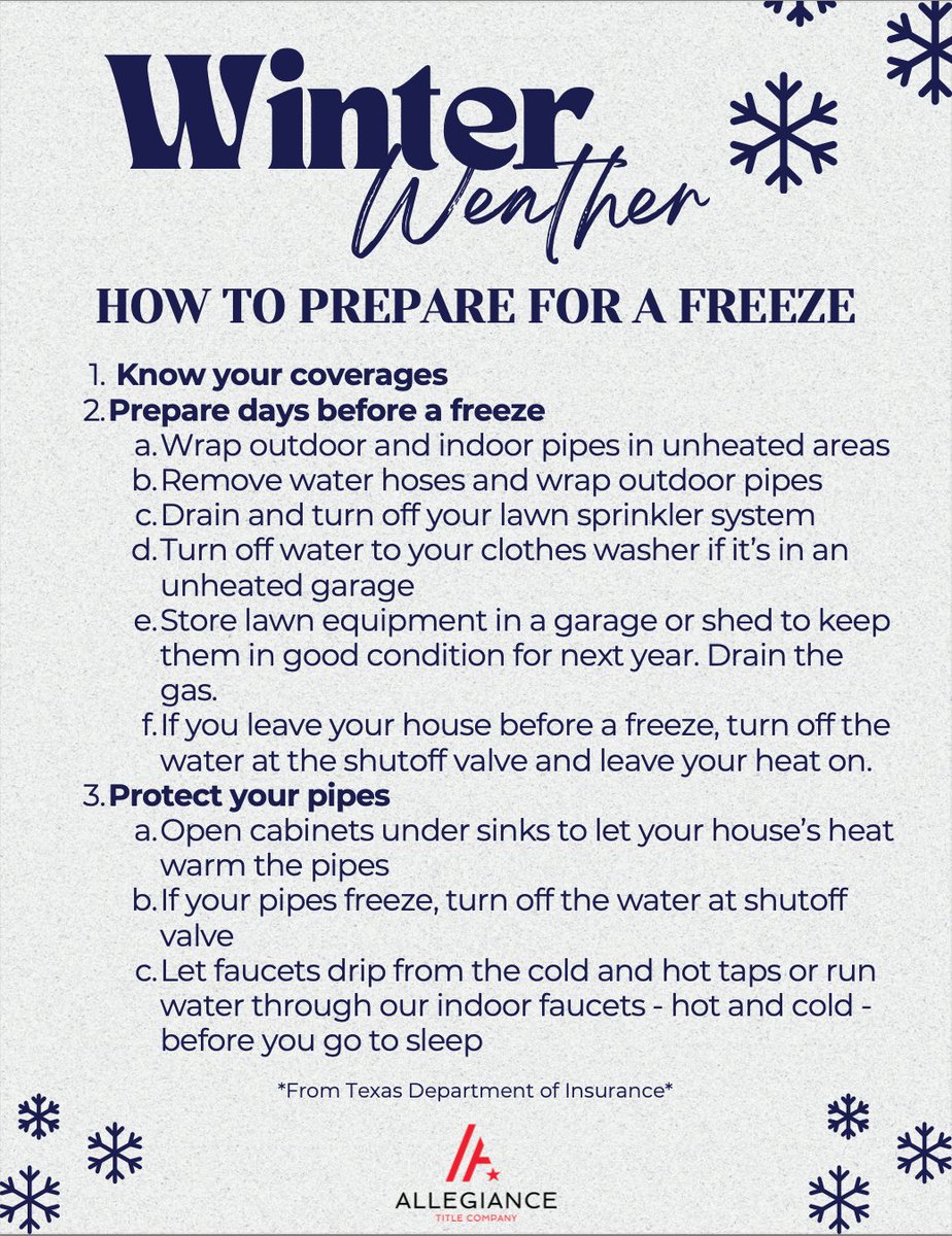 theTXREALTOR's tweet photo. All great ideas. Another is go ahead and find your water valve key tonight while you don't need it. https://t.co/qmw0cQYD01