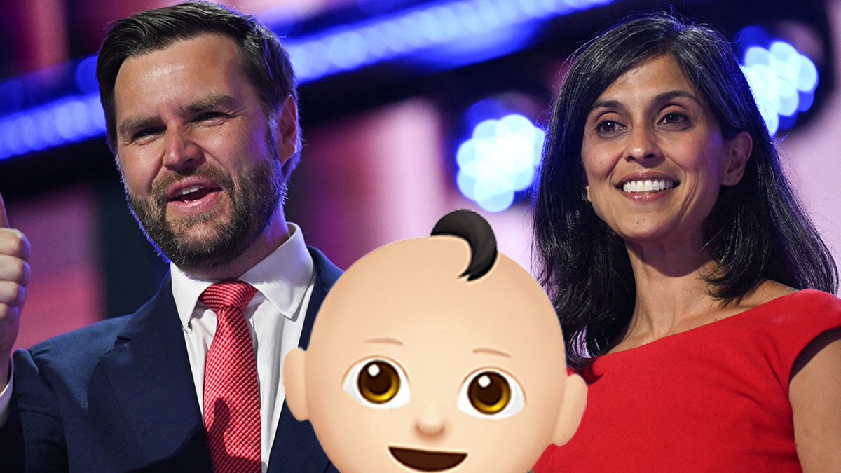 TMZ's tweet image. 🍼 J.D. Vance and his wife Usha are expecting their fourth child! tmz.me/q2gjcT6