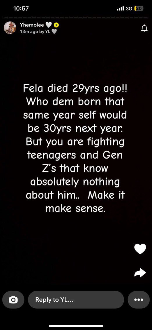Yhemo lee weighs in on Seun Kuti - Wizkid matter