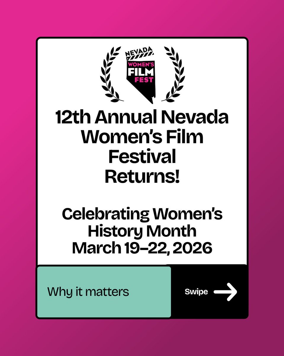 nwffest's tweet image. The Nevada Women’s Film Festival returns March 19–22, 2026 at UNLV 🎬✨
As Nevada’s only women’s film festival, NWFFest brings together global stories, local voices, and a powerful community in celebration of Women’s History Month.  Save the date and be part of the experience.