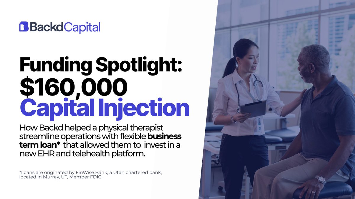 _Backd_'s tweet image. Outdated technology was holding this physical therapist back.

Productivity dipped. Workflows dragged. Growth stalled.

With $160,000 in funding from Backd, they were able to upgrade their systems and get their business running at full speed. 🙌

#BusinessLending #Backd