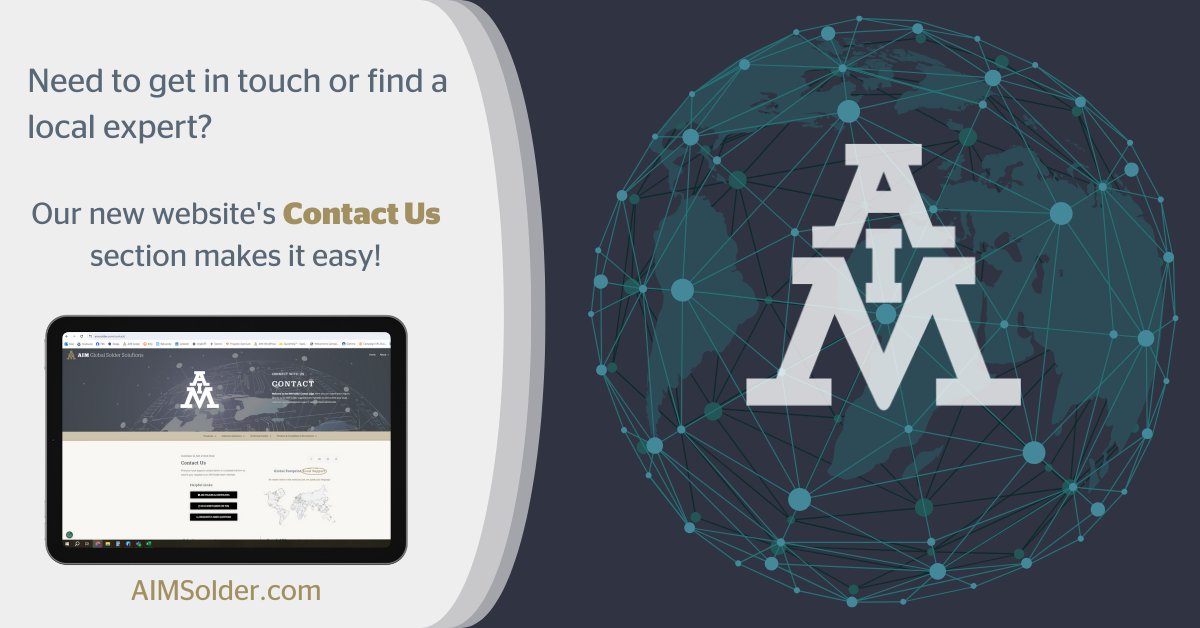 Global Locations 🌐💻
Need to get in touch or find a local expert? Our new website's Contact Us section makes it easy!
Visit aimsolder.com/contact to find our global office locations, sales contacts, and technical support information.