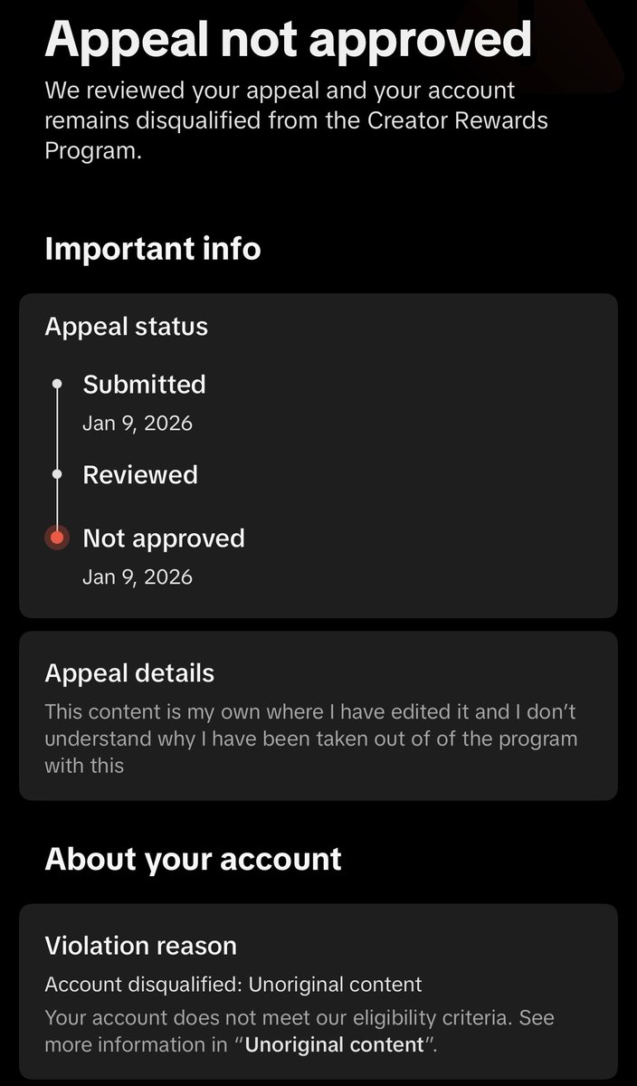 Gh0stArcade's tweet image. I really do not like posting this kind of thing here, however I feel like it's the only way I am going to get this addressed.

I have been removed from the @tiktok_us @tiktokcreators @tiktok_uk  program for 30 days because of "unoriginal content"

I have ALWAYS edited &amp;amp; produced…