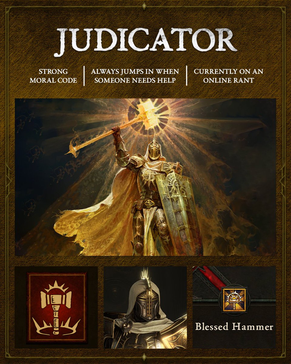 Diablo's tweet image. Ask your friends: which Paladin’s Oath best describes you? May that be the Oath you go into battle with.