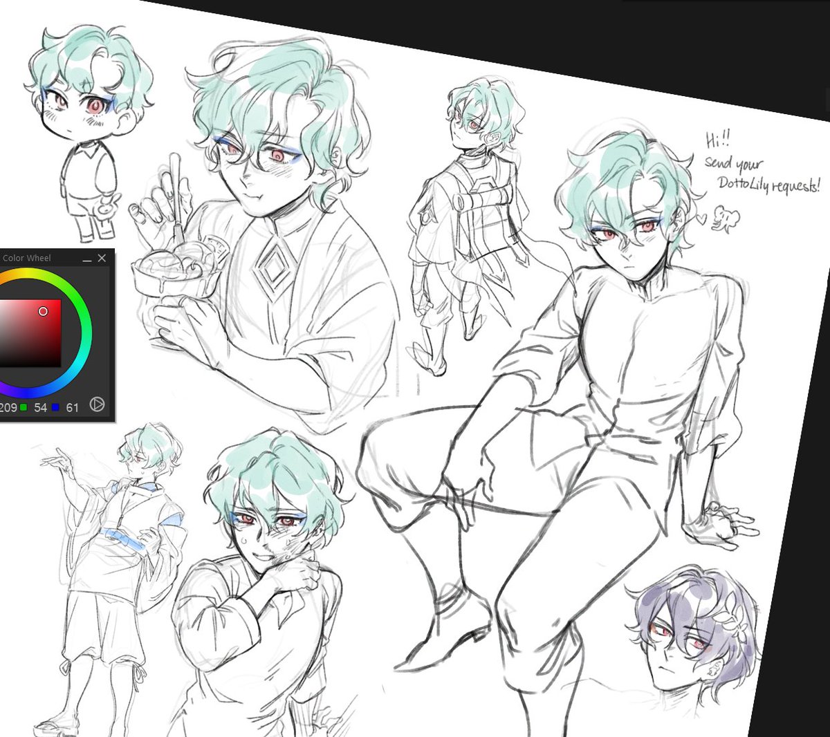 eannagram's tweet image. assorted Zandik doodles from the stream