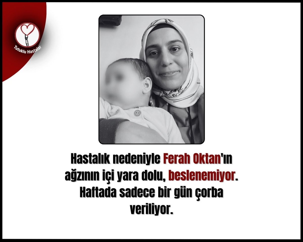 Hastalık nedeniyle Ferah Oktan’ın ağzının içi yaradolu,beslenemiyor.Haftada sadece bir gün çorba veriliyor.

FerahOktan KanserHastası

#TürkBayrağı #Nusaybin
Eski Türkiye