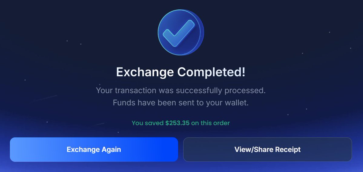 With Husher, you save an average of 0.6% on every transaction versus competitors, savings that can add up to thousands of $ dollars per week if you bridge or exchange often.

On top of that, Husher is the fastest exchange in the market, executing private swaps in as little as 30