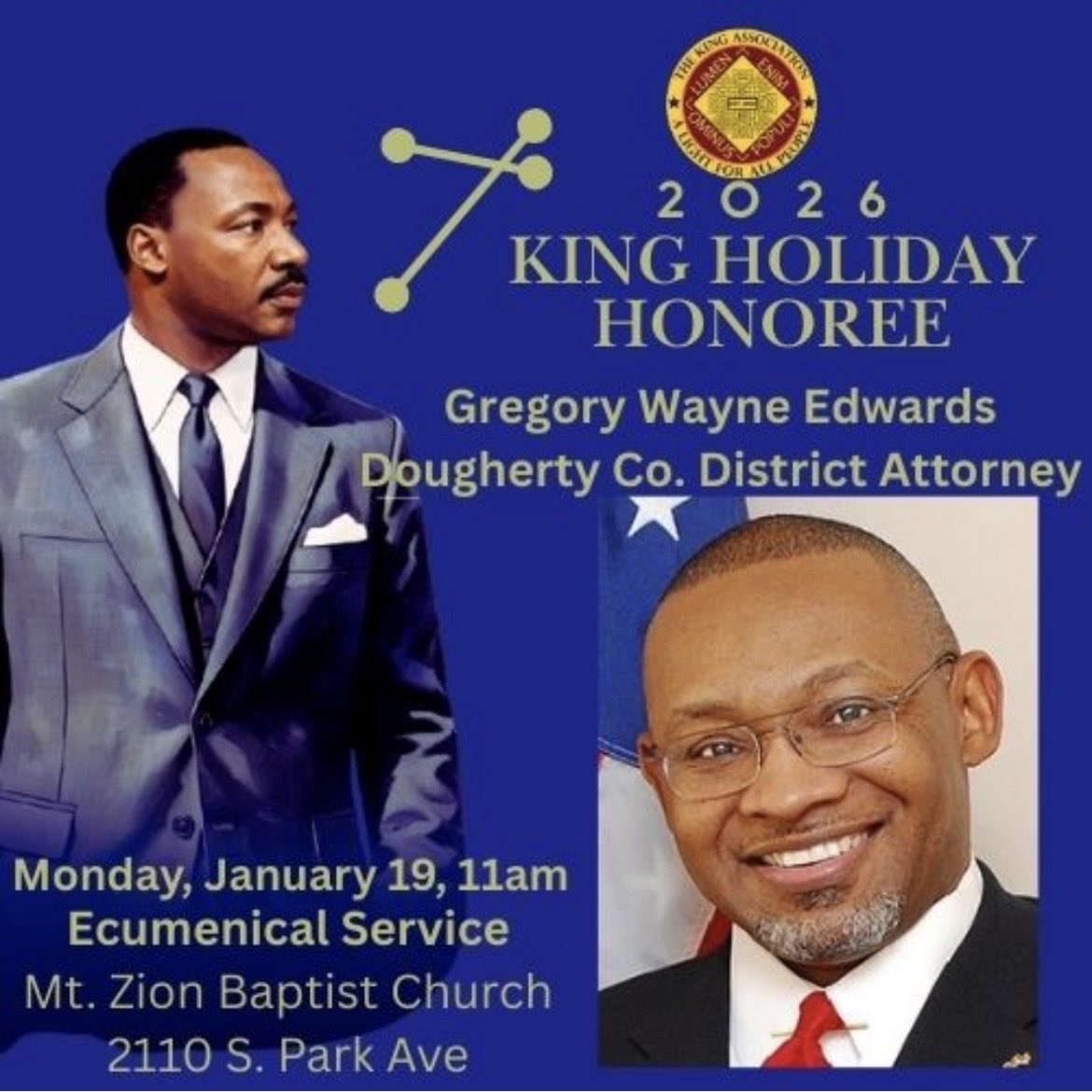 USAO_MDGA's tweet image. We congratulate King Association Phoenix Award recipient Dougherty D.A. Greg Edwards, presented on #MLKDay at Mt. Zion Baptist Church. USA Keyes was honored to offer remarks, recalling D.A. Edwards’ commitment to justice and victim advocacy in SW Georgia spanning 40+ years.