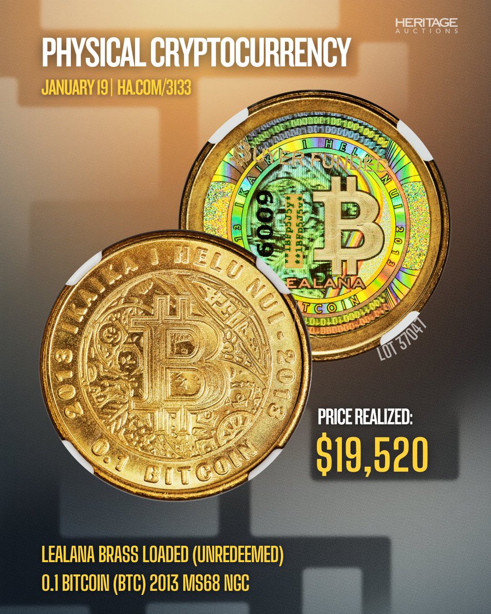 The January 19 NYINC Physical Cryptocurrency Featuring the Otoh Collection,  Part VI Signature® Auction closed strong, realizing an impressive $919,983.  Collectors showed up in force, driving fierce competition for some truly  exceptional