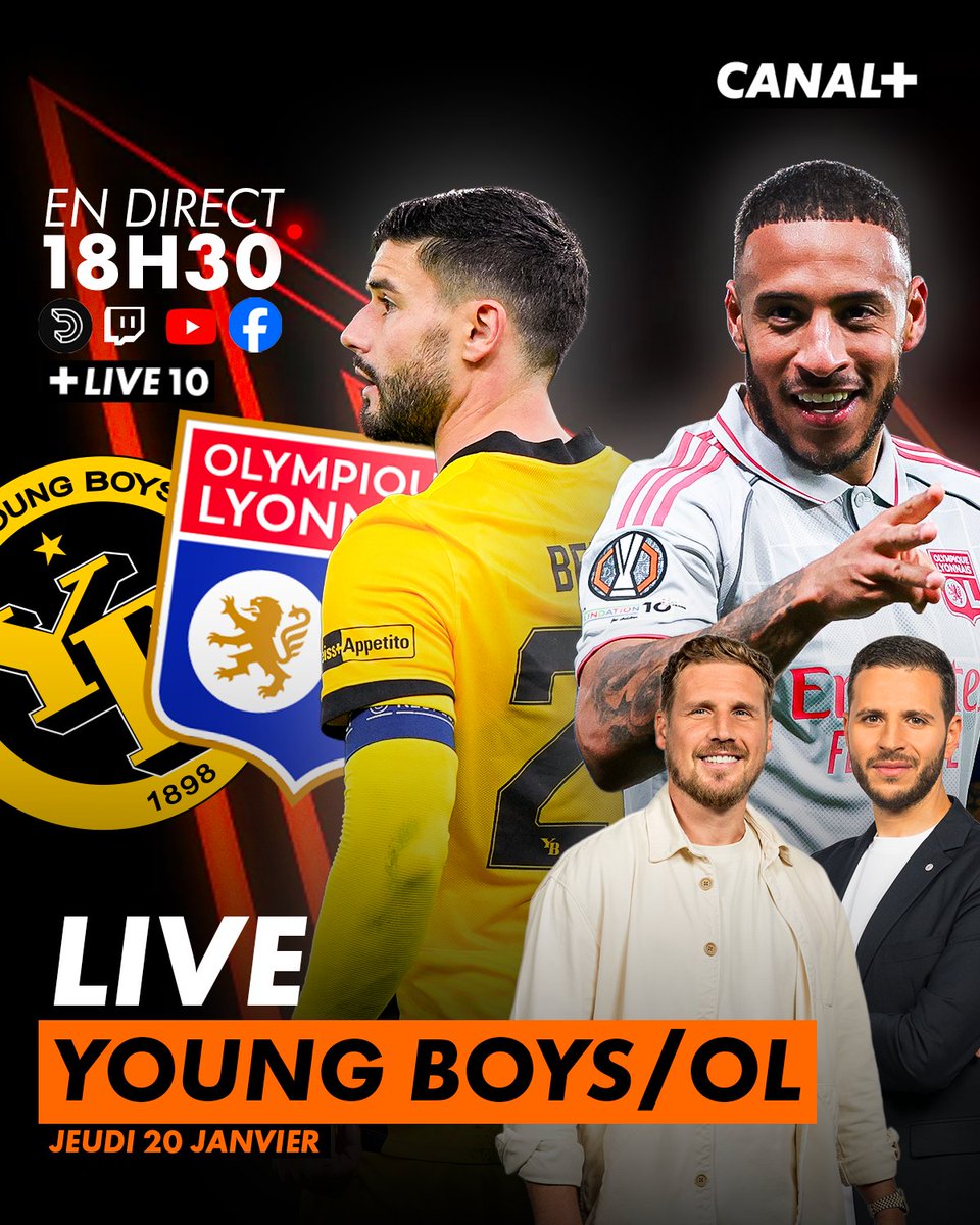 CanalplusFoot's tweet image. ⚠️ Young Boys de Berne / Lyon est interdit de diffusion en France à cause du sponsor maillot des Suisses ? 
Suivez le match en direct sur CANAL+LIVE 10 et gratuitement sur les réseaux de CANAL+SPORT avec Grégory Sertic et Salim Dib aux commentaires, sans images mais avec des…