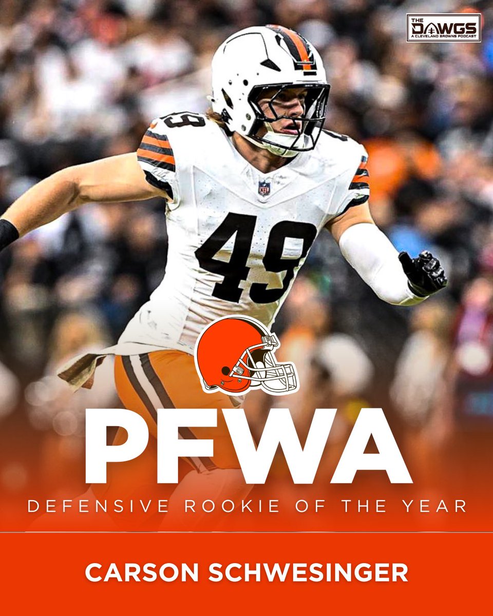 Carson Schwesinger has been named the 2025 Pro Football Writers of America Defensive Rookie of the Year.