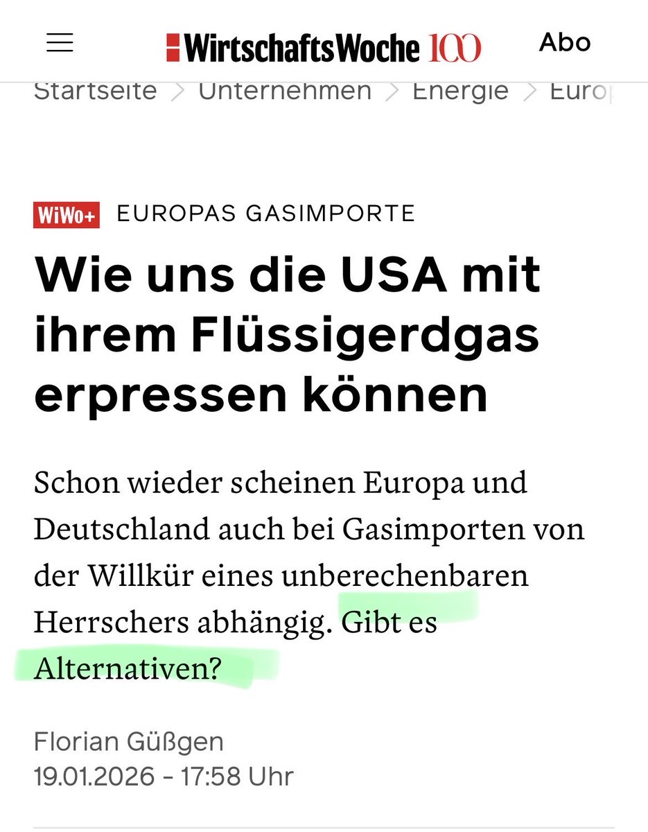 MGGA2021h's tweet photo. Kaum sind wir unabhängig von Russland, schon sind wir abhängig von den USA. 
Konnte ja keiner ahnen. 🙈

Und ja, es gibt eine Alternative. Sogar eine für Deutschland. 
Man muss sie nur wählen. https://t.co/OIQxJmzBkt