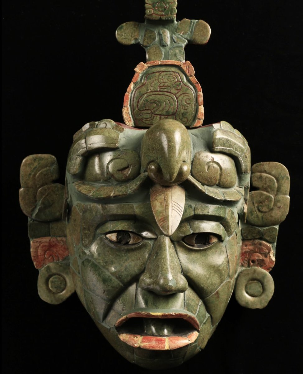 derek__olson's tweet photo. A Mayan masterpiece made of jadeite &amp; shell inlays that was discovered at the ancient Mayan city of Tikal in Guatemala. Some legends whispers that it belonged to a notorious warrior known as “Kalomtee Bahlam.” https://t.co/RZCpgiocdL