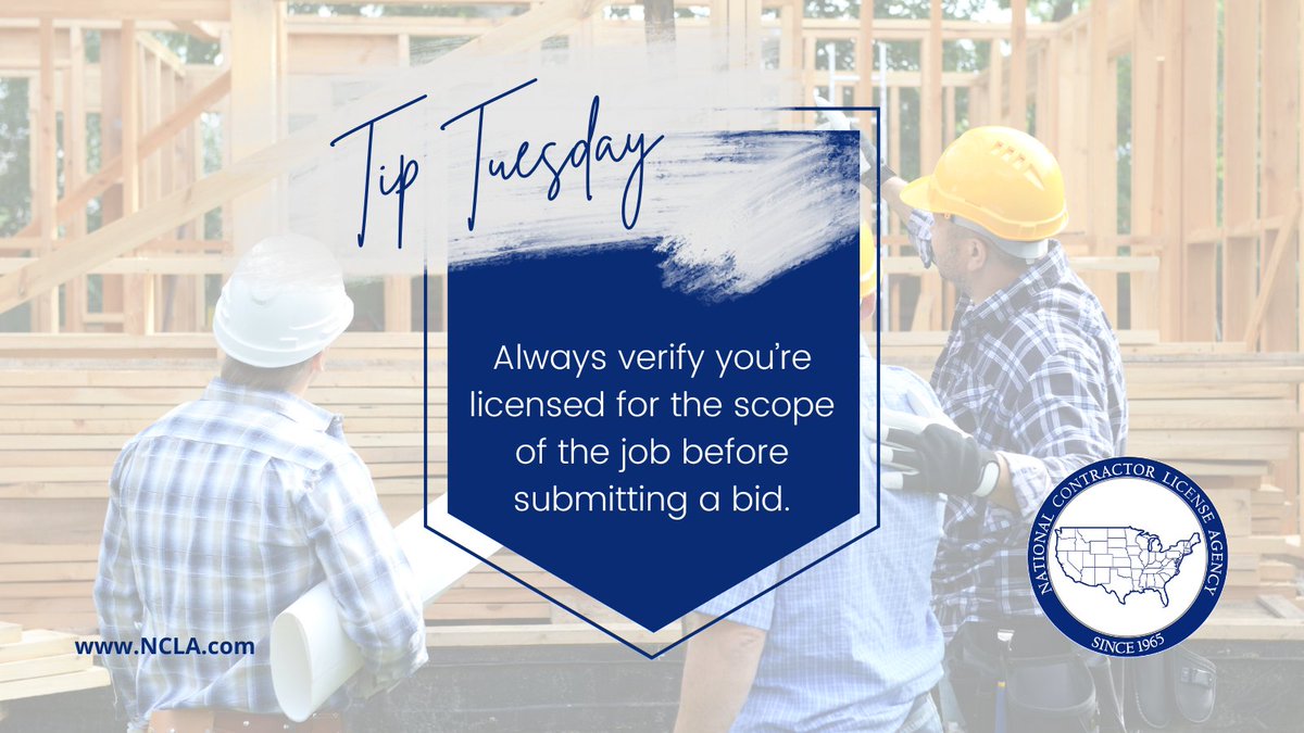 License_Agency's tweet image. 📋 #TipTuesday: Check Your License Classification Before Bidding
Many contractors assume they’re “good to go” for certain work — but classifications can be very specific.
Always verify you’re licensed for the scope of the job before submitting a bid.
#ConstructionTips #NCLA