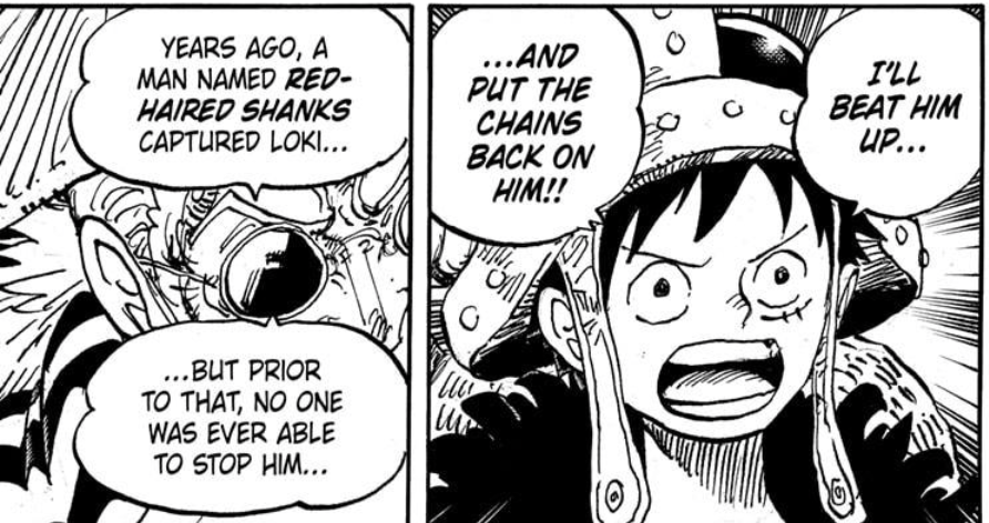 gin_oji's tweet photo. @Silvers3211 Gaban's statement is as singular as it could be. Of course the crew was involved. Loki also has a crew. It's a crew vs crew battle. The captain defeats the captain.

From as strong as Loki is, I don't think Shanks crew would even be much help against Loki. https://t.co/1l3kE7X0ko