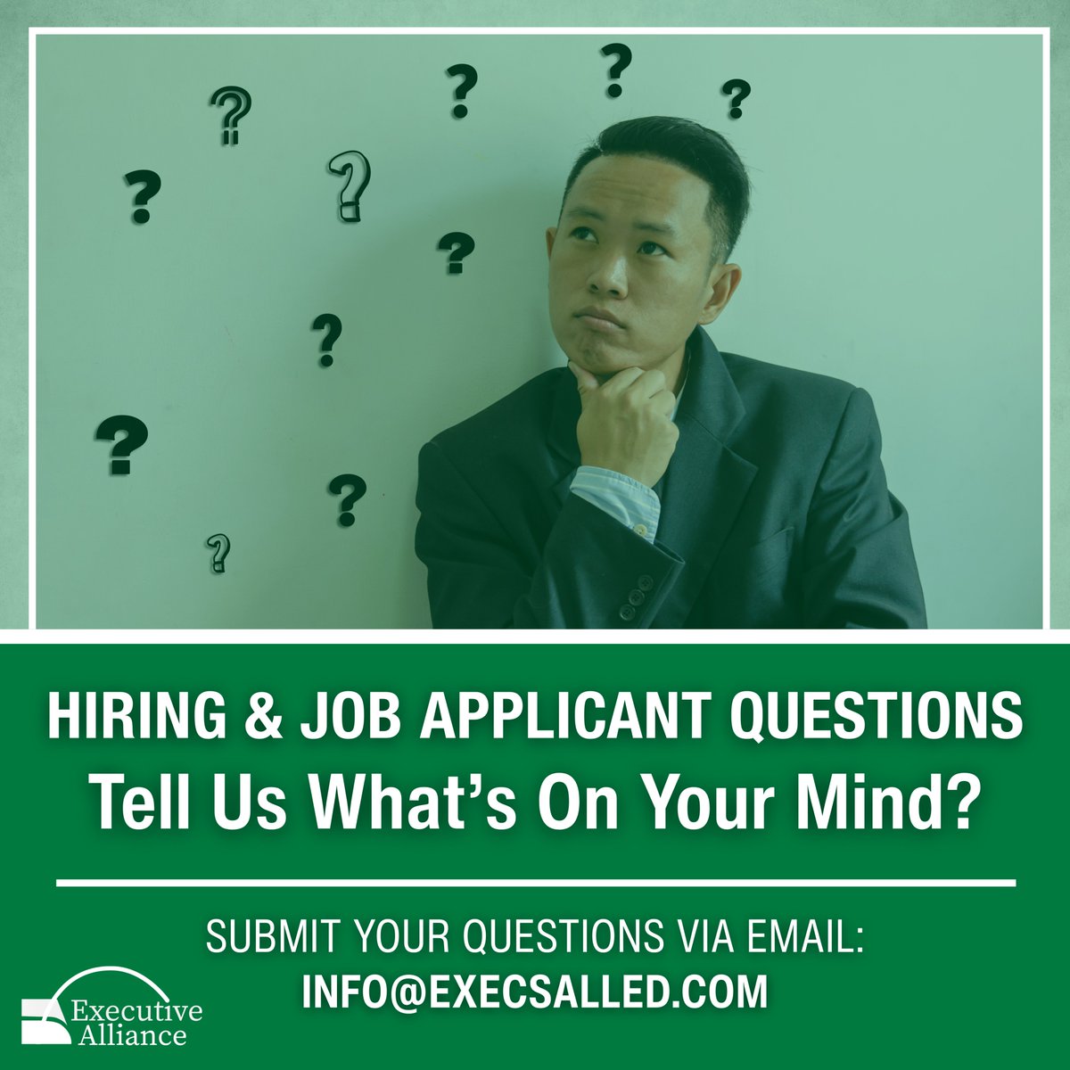 Executive Alliance's recruiters field a lot of questions from hiring clients and candidates alike on the current state of the labor market, compensation, onsite vs remote work, application frameworks, interview best practices, you name it.