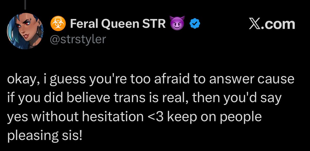 Heartwarming: transphobic jq account uses correct pronouns on a trans woman🥰🥰🥰
