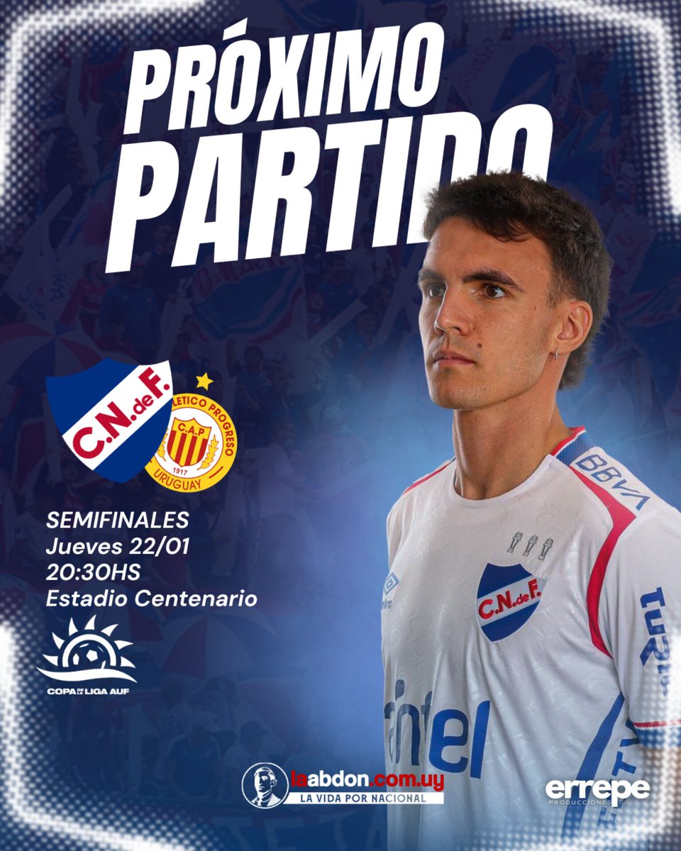 🔜𝗣𝗥𝗢𝗫𝗜𝗠𝗢 𝗣𝗔𝗥𝗧𝗜𝗗𝗢

🆚 Progreso 
📆Jueves 22/01
🕐 20:30hs 
🏟️ Estadio Centenario 
🏆 Semifinal ( Copa Liga Auf)

🔴EN VIVO🔴 #LaAbdon📻
Si juega Nacional #PoneLaAbdon