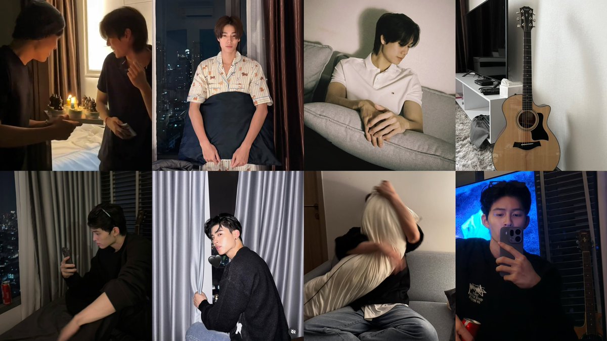 OH_duckyHUN's tweet image. ฉันก็สาววายคนหนึ่ง แต่ห้องภูวินผ่าม่านขาวน้ำตาลส่วนของปอนด์ในรูปเป็นขาวเทา ผ้าปูเตียงอ้างอิงวันเกิดน้องเป็นสีขาวแต่รูปชุดนอนเป็นสีดำซึ่งอาจจะเปลี่ยนแล้วในขณะที่ของปอนด์เป็นดำล้วน โซฟาคล้ายกันสีเดียวกันแต่หมอนคนละสีเลย ส่วนกีตาร์ของภูวิน Taylor 314CE ของปอนด์ Yamaha APX600 จบคับ🥹