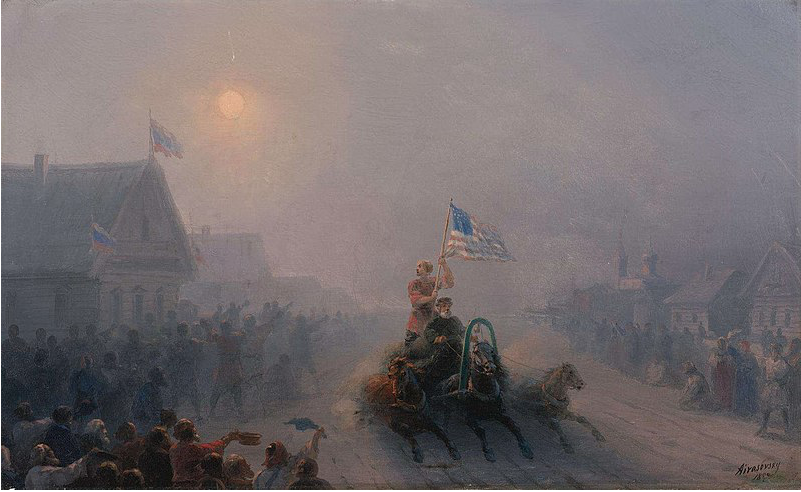 Эту картину нельзя демонстрировать у русских, они не хотят что бы сидельцы ГУЛАГа свободного выгула узнали что проклятые американцы  начали  спасать этих дикарей  уже во времена Айвазовского.