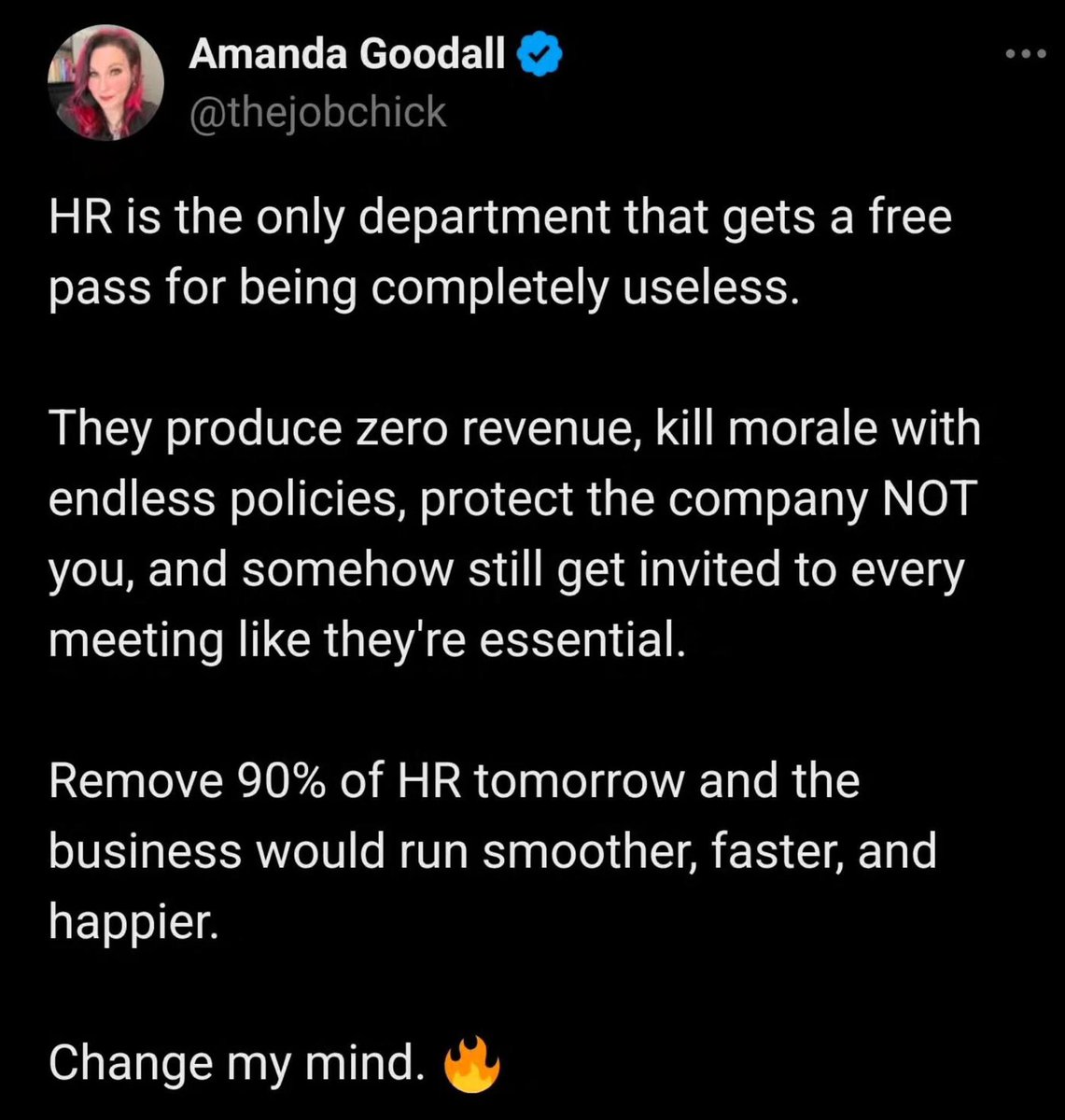 Rothmus's tweet image. An “Abolish HR” movement is long overdue.
