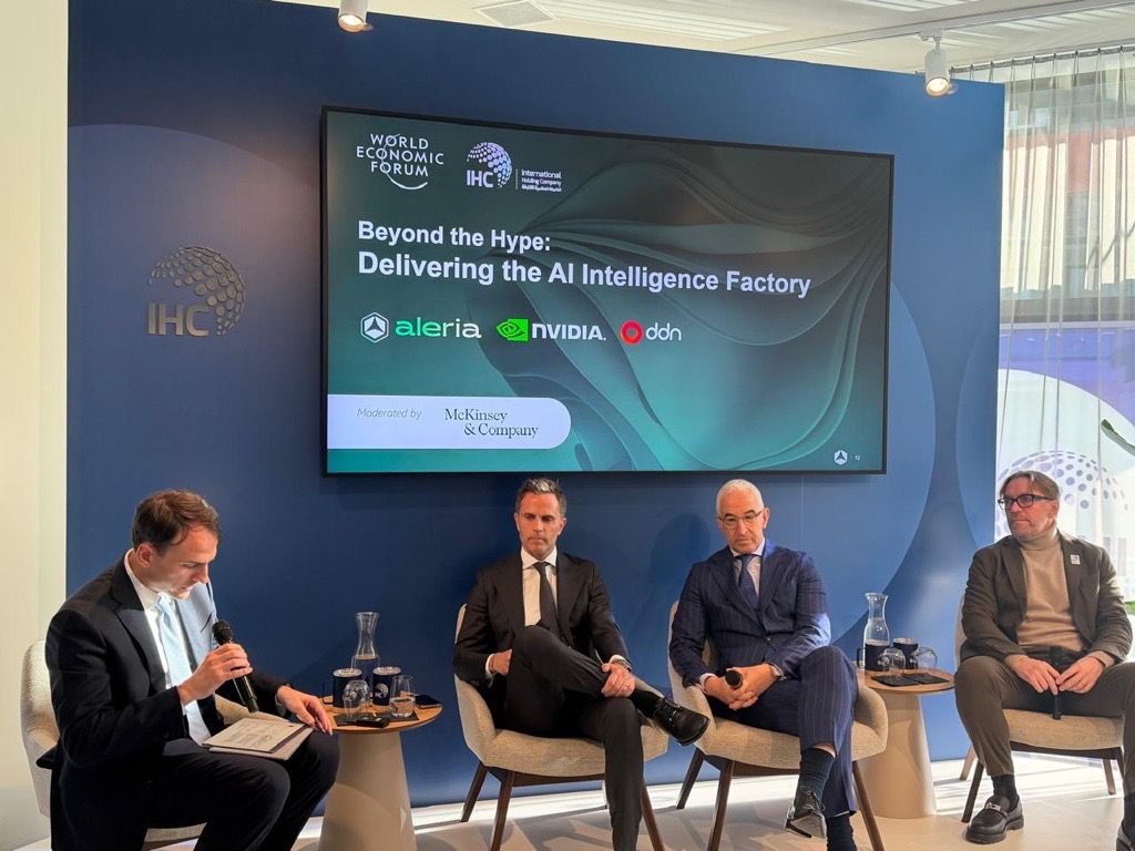 DDNintelligence's tweet photo. At IHC House in Davos, leaders from DDN, NVIDIA, Aleria, and McKinsey & Company unpacked how enterprises scale AI with real impact.

The session explored launching AI Intelligence Factories at national and enterprise scale, with emphasis on AI Infrastructure needs, governance models, data control, and jurisdiction.

Swipe through to get the highlights 📸 

#WEF26 @wef #WEF