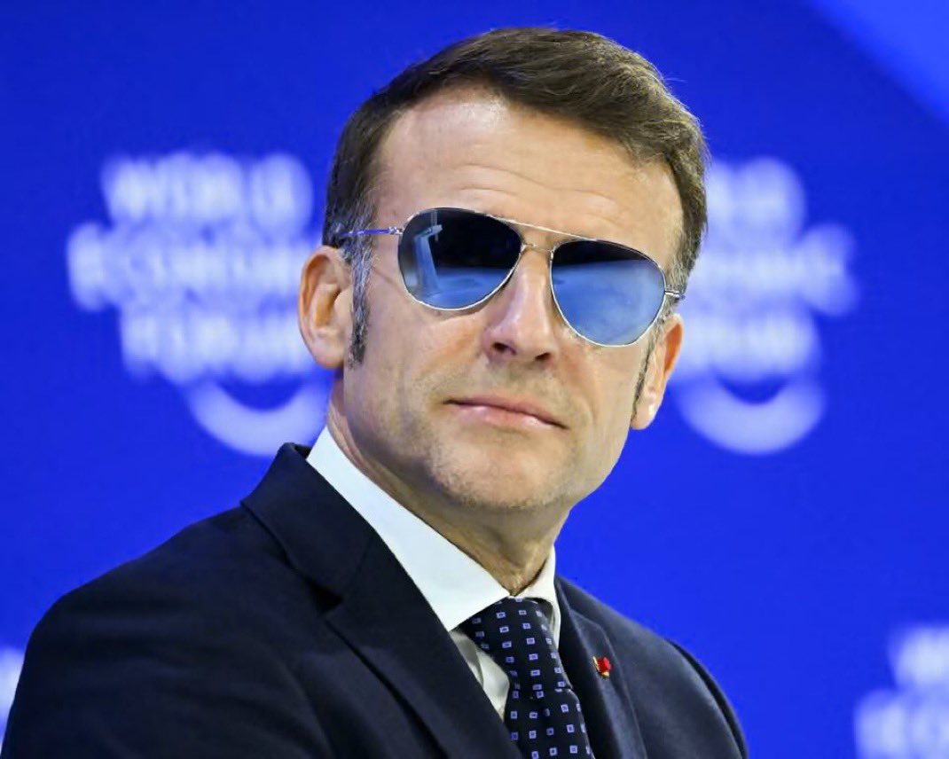 MarioBojic's tweet image. This is French President Emmanuel Macron! 

He's country is in ruins:

- Migrants are wreaking havoc
- Farmers are protesting
- Energy system is falling apart
- Working class can't pay monthly bills 

But he doesn't care, he's drinking wine &amp;amp; eating shrimp in Davos, Switzerland.